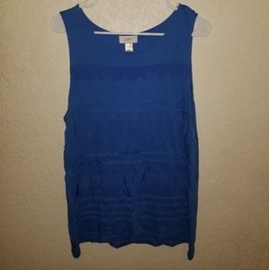 LOFT Blue Scalloped Tank